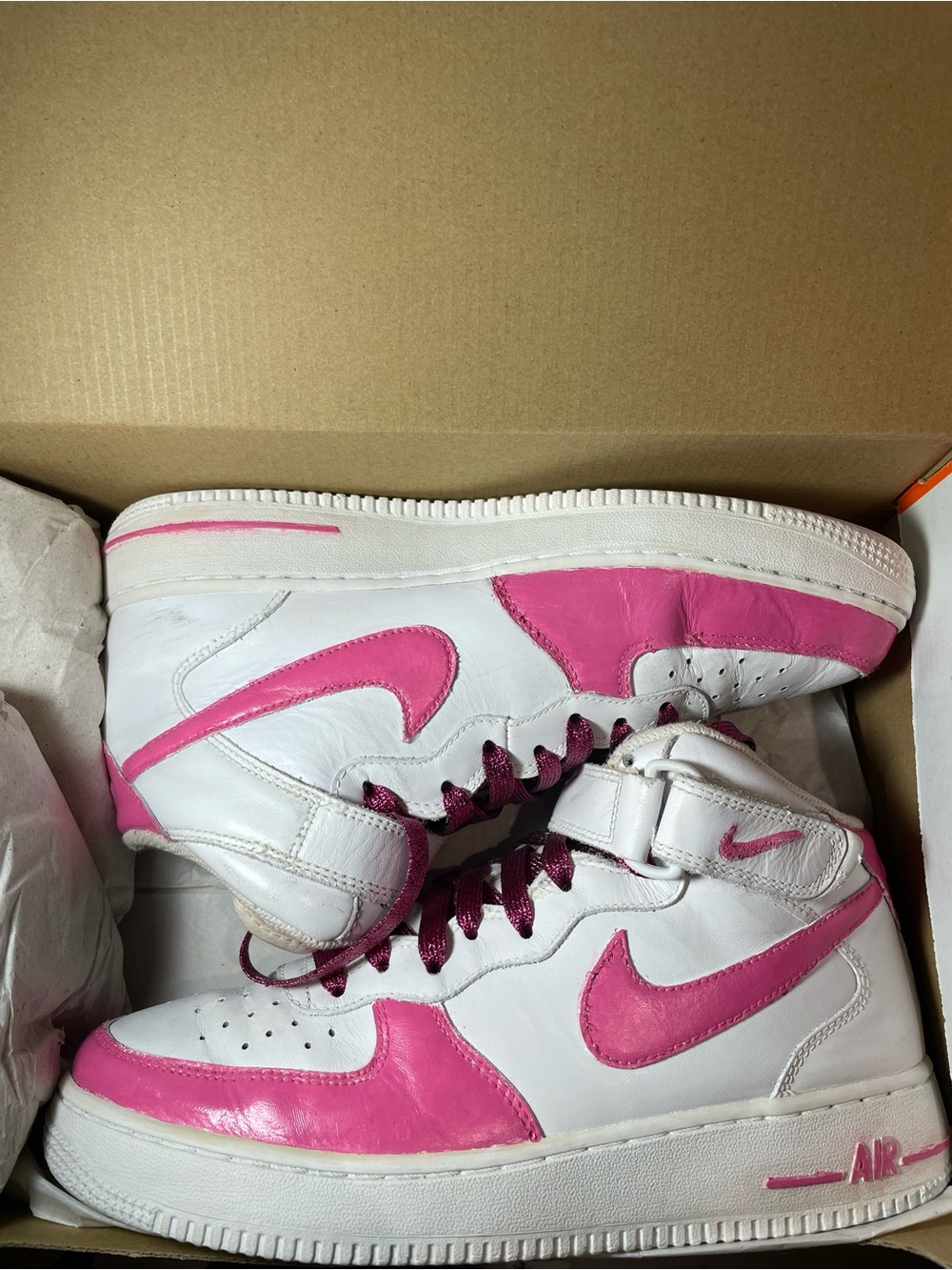 Nike Air Force 1 White Custom painted Pink Women’s Shoes US 9.5 EUR41 Authentic - Picture 2 of 16